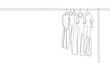 © Maxim Stepanov - Clothes on a hanger in the store - one continuous line drawing. Clean clothes on a hanger - concept for laundry