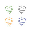 barn with shield simple vector logo set