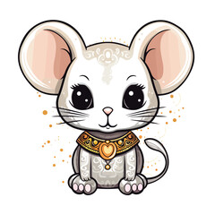  Mouse tshirt design graphic, cute happy kawaii style, clear outline