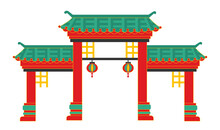 Chinese Gate Vector Concept