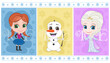 kids illustration, princess and snowman, cute, beautifful, vector 
