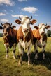 © piai - Group Of Cows Standing Next To Each Other On A Field. Generative AI