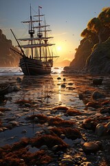 Canvas Print - a ship in the water