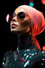 Canvas Print - a woman wearing sunglasses and a head wrap