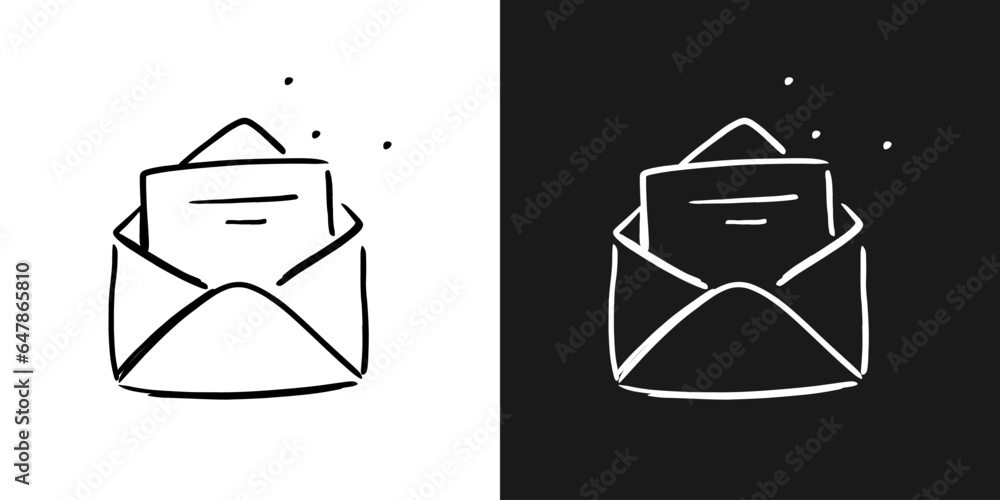 Hand drawn doodle of opened envelope. Incoming message. Letter ...