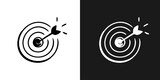 Fototapeta  - Arrow hit in archery target goal symbol icon sketch in vector. Accuracy concept. Hand drawn doodle sign in black and white. Vector EPS 10