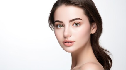 Sticker - Beauty, skincare, and a woman's portrait for self-care, natural cosmetics, and shine. Springtime, spa, and facial treatment with a young model