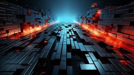 Wall Mural - an abstract geometric background in red and blue. generative ai.