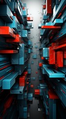 Wall Mural - an abstract geometric background in red and blue. generative ai.