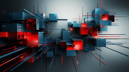 Wall Mural - an abstract geometric background in red and blue. generative ai.