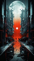 Wall Mural - an abstract geometric background in red and blue. generative ai.