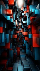 Wall Mural - an abstract geometric background in red and blue. generative ai.