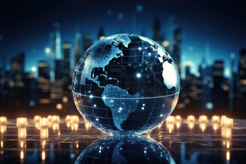 Global connectivity, exploring the futuristic cyberspace network, the smart city grid and 5g or 6g evolution, a worldwide web of intelligence, IoT, cloud computing, Generative AI.