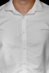 Wall Mural - Elegant men's style of clothing white shirt close up
