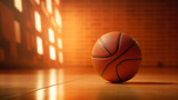Fototapeta Sport - Basketball basket court team game ball sports wood floor orange