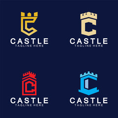 Sticker - Letter c castle logo icon design template