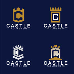 Wall Mural - Letter c castle logo icon design template