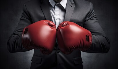 Businessman wearing boxing gloves