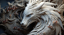 A Magnificent White Dragon Portrayed Against A Backdrop Of Darkness.