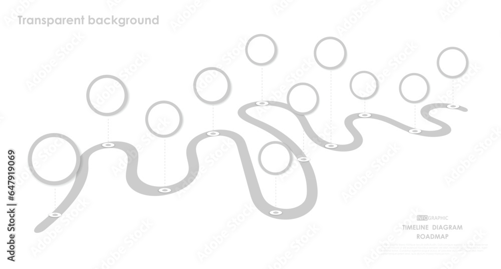 empty roadmap business project timeline diagram Infographic roadmap template for business. 11 week modern Timeline weekly diagram calendar with presentation vector infographics transparent background.