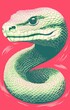 A snake approaching — Risograph / woodblock etching illustration