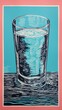 A glass of water — A half glass full — Risograph / woodblock etching illustration