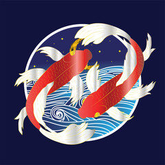 Wall Mural - koi fish vector logo icon