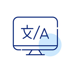 Wall Mural - different languages symbols on a desktop computer. translational website icon. pixel perfect, editab