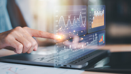Marketer shows business growth graph, SEO ,optimization analysis tools, search engine rankings, social media sites based on results analysis data ,strategic planning ,Data statistical analysis