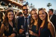 Group of passengers participating in a wine tasting event on the deck of a luxury cruise ship, Generative AI