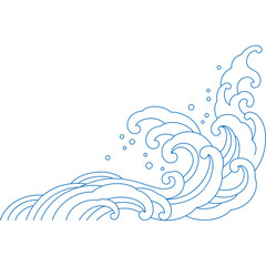 Wall Mural - ocean wave oriental vintage style line art ornate vector illustration