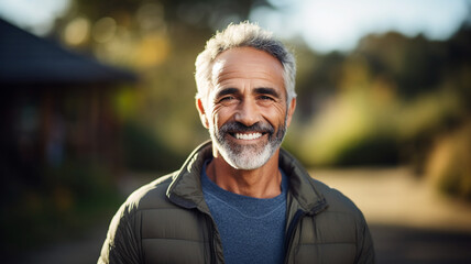 Wall Mural - Portrait of a middle-aged man outside