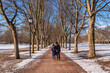 © Noppasinw - Oslo Norway, snow winter landscape at Vigeland Park with love couple tourist
