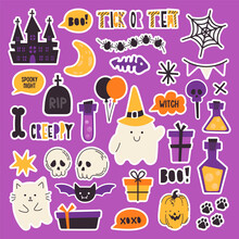 Cute Vector Halloween Element 
 Sticker Colection