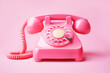 Pink Viva Magenta Colour Retro Telephone with a Handset.