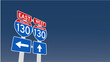 vector illustration of 130 kmh speed limit on Blue Street Traffic Signs