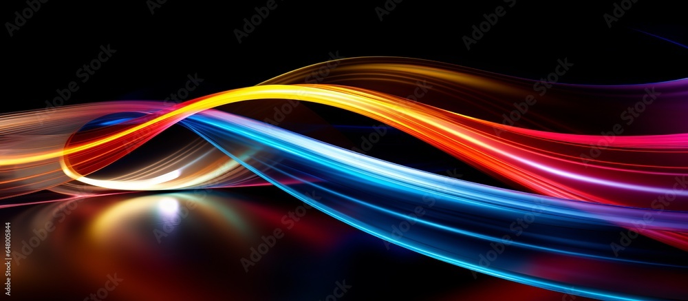 Abstract futuristic design in gold, pink, and blue neon fluid wave with ...