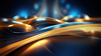 business technology and financial city abstract luxury background flowing blue and gold light waves with curve lines created with Generative AI Technology 