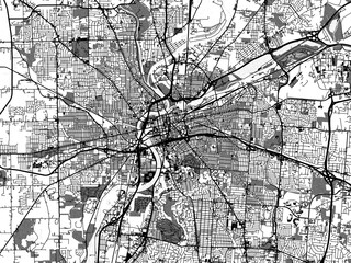 greyscale vector city map of dayton ohio in the united states of america with with water, fields and