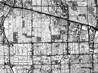 greyscale vector city map of davie florida in the united states of america with with water, fields a