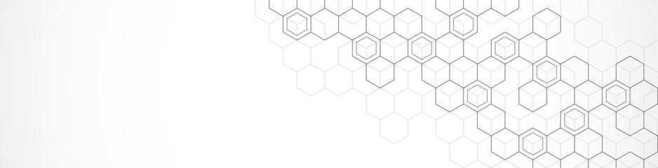 Vector illustration of hexagons pattern. Geometric abstract background with simple hexagonal elements. Creative idea for medical, technology or science design