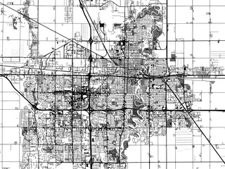 greyscale vector city map of fargo north dakota in the united states of america with with water, fie