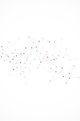 Vector illustration of minimalistic design with connecting the dots and lines. Abstract geometric background of science and technology concept
