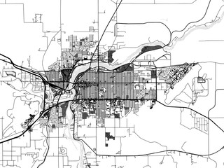 greyscale vector city map of great falls montana in the united states of america with with water, fi