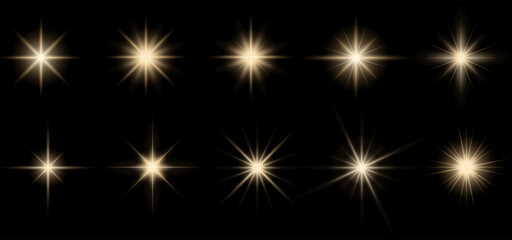 Wall Mural - set of glittering vector particles on black background. golden sparkling lights. christmas holiday g
