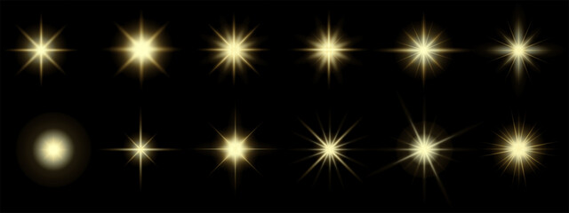 Wall Mural - set of glittering vector particles on black background. golden sparkling lights. christmas holiday g