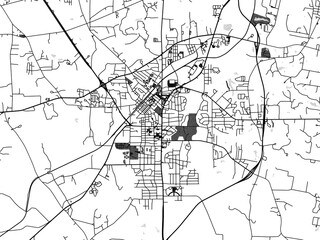 greyscale vector city map of kilgore texas in the united states of america with with water, fields a
