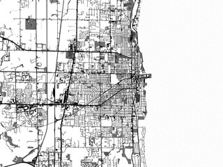 greyscale vector city map of kenosha wisconsin in the united states of america with with water, fiel