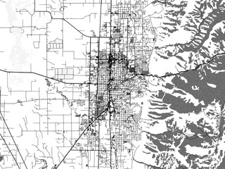 greyscale vector city map of logan utah in the united states of america with with water, fields and 
