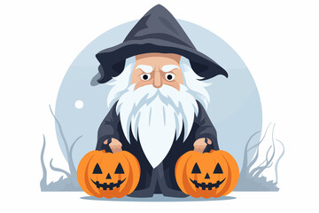 Wall Mural - halloween old man vector flat minimalistic isolated illustration